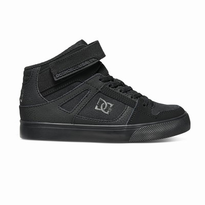 DC Pure High Elastic Lace High Tops Kid's Black/Grey Sneakers Australia DZP-850